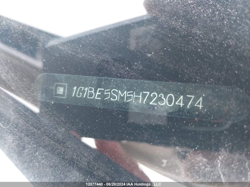 2017 Chevrolet Cruze Lt VIN: 1G1BE5SM5H7230474 Lot: 12077440