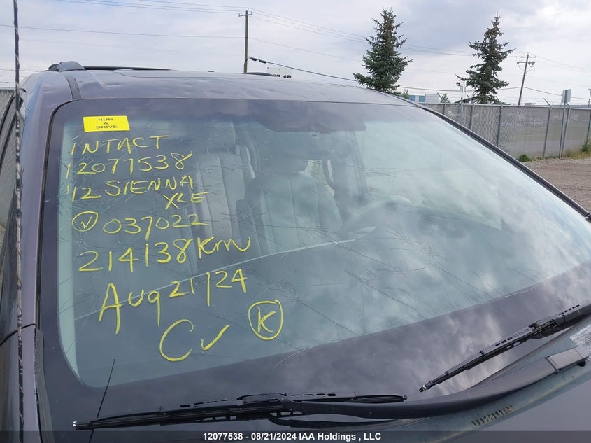 2012 Toyota Sienna Xle/Limited VIN: 5TDDK3DC2CS037022 Lot: 12077538