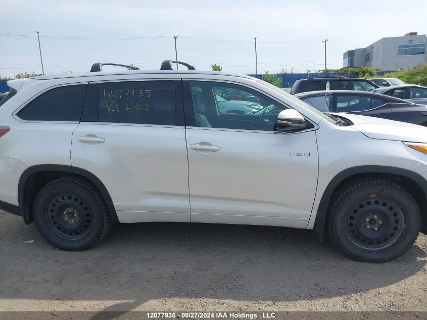 2016 Toyota Highlander Hybrid Ltd Platinum VIN: 5TDDCRFH2GS016203 Lot: 12077935