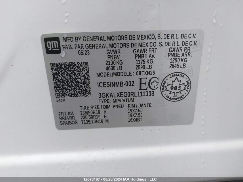 2024 GMC Terrain VIN: 3GKALXEG0RL111338 Lot: 12078187