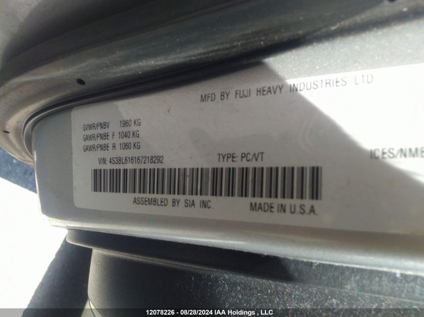 4S3BL616167218292 2006 Subaru Legacy 2.5I