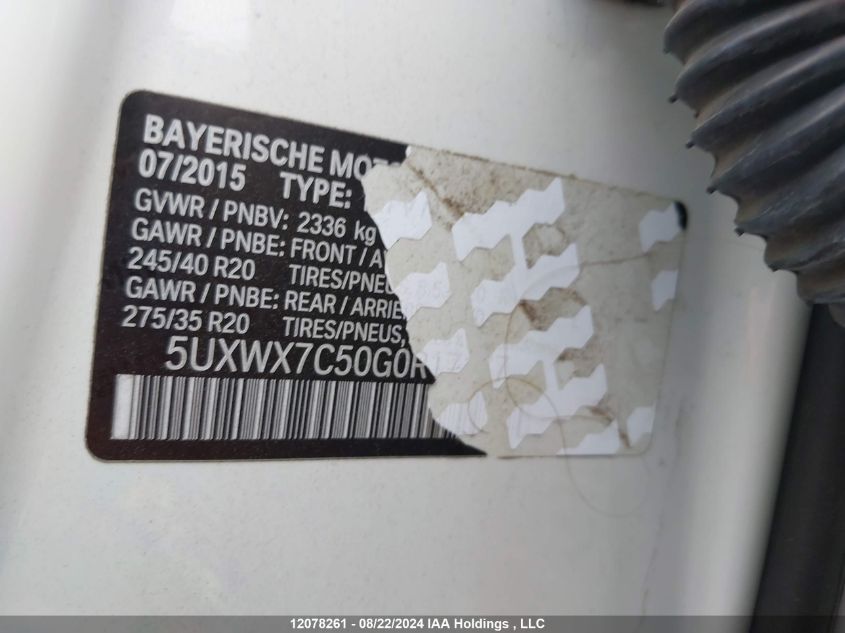 5UXWX7C50G0R17177 2016 BMW X3 3.5I