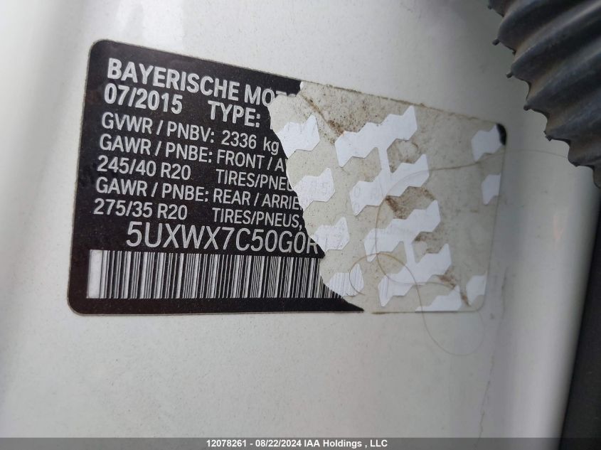 5UXWX7C50G0R17177 2016 BMW X3 3.5I