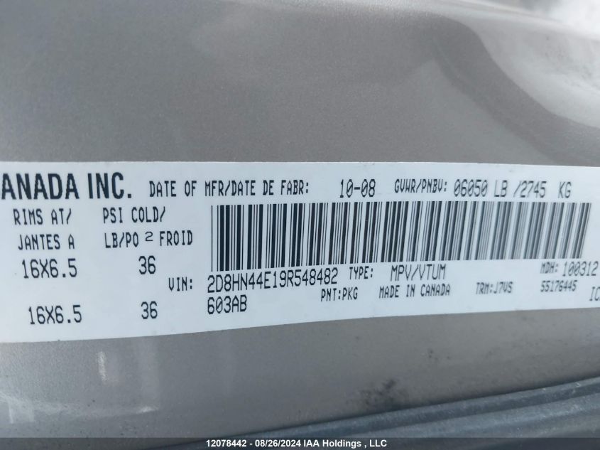 2D8HN44E19R548482 2009 Dodge Grand Caravan Se