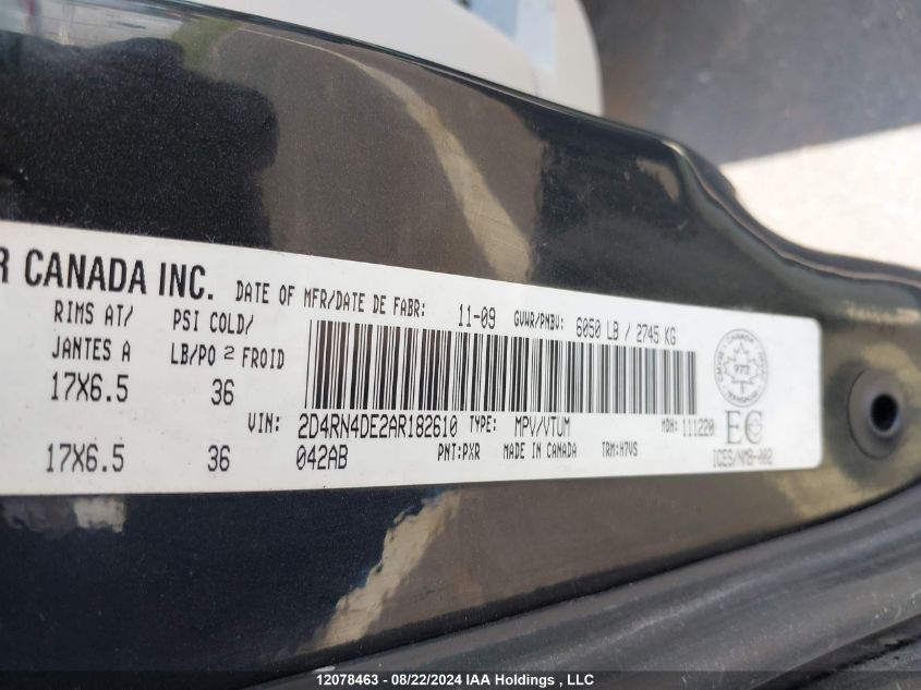 2D4RN4DE2AR182610 2010 Dodge Grand Caravan Se