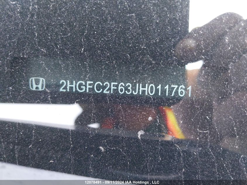 2018 Honda Civic Sedan VIN: 2HGFC2F63JH011761 Lot: 12078491