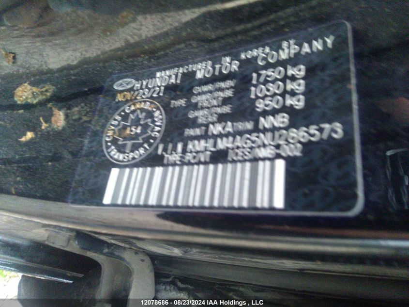 2022 Hyundai Elantra Preferred Ivt VIN: KMHLM4AG5NU286573 Lot: 12078686