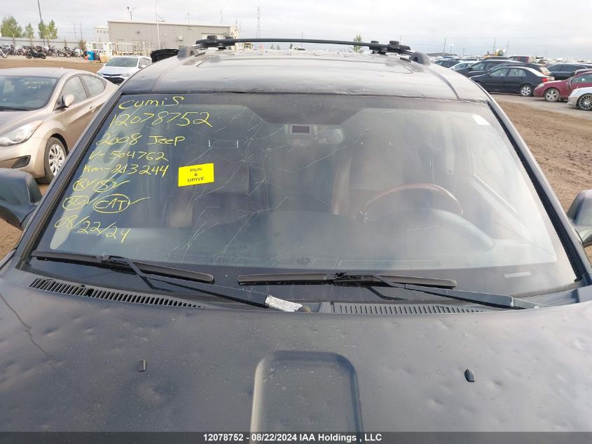 2008 Jeep Grand Cherokee Overland VIN: 1J8HR68M78C504762 Lot: 12078752