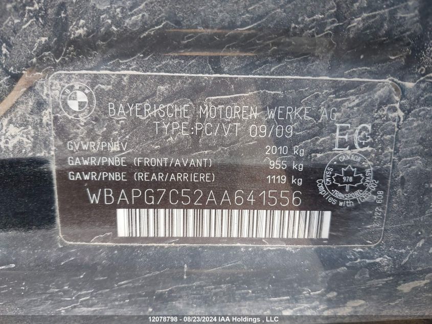 2010 BMW 3 Series VIN: WBAPG7C52AA641556 Lot: 12078798