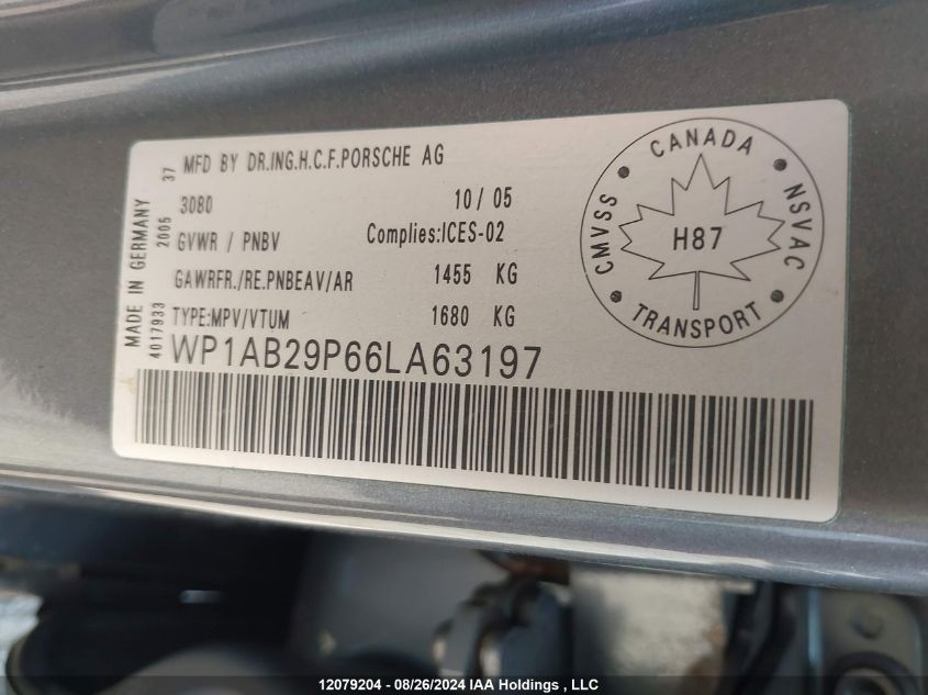 2006 Porsche Cayenne S VIN: WP1AB29P66LA63197 Lot: 12079204