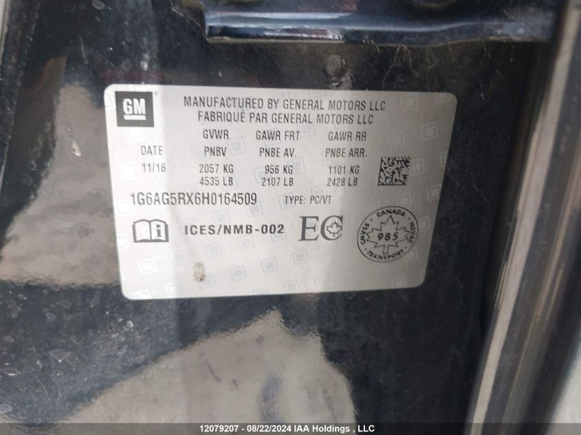 2017 Cadillac Ats VIN: 1G6AG5RX6H0164509 Lot: 12079207