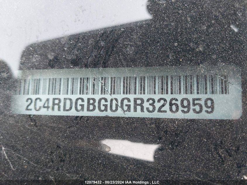 2016 Dodge Grand Caravan Se VIN: 2C4RDGBG0GR326959 Lot: 12079432