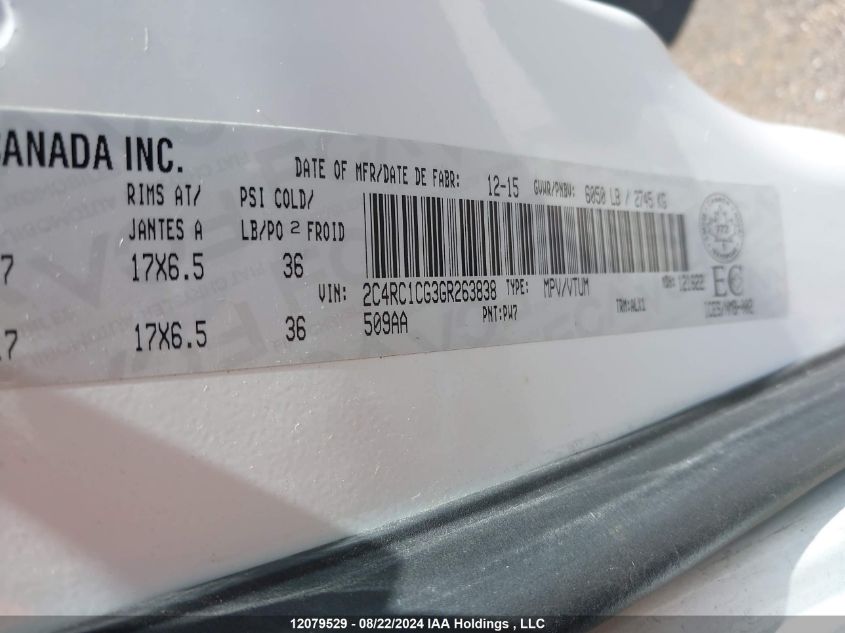 2016 Chrysler Town & Country Touring L VIN: 2C4RC1CG3GR263838 Lot: 12079529