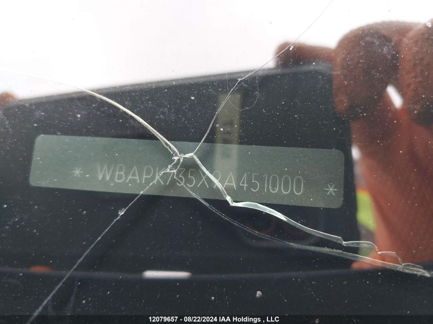 2009 BMW 3 Series VIN: WBAPK735X9A451000 Lot: 12079657
