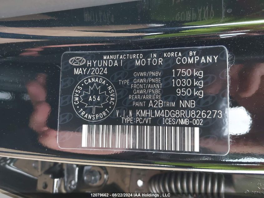 2024 Hyundai Elantra Sel VIN: KMHLM4DG8RU826273 Lot: 12079662