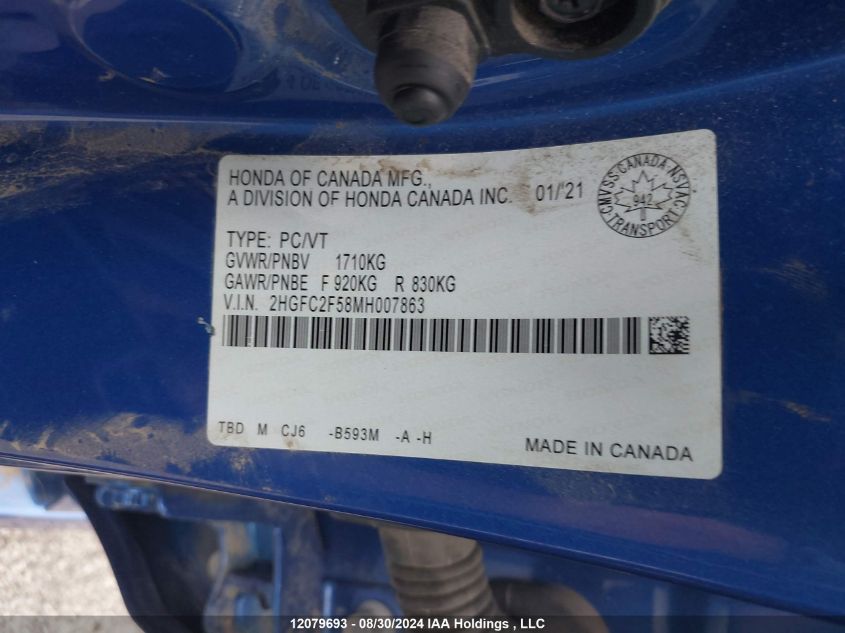 2HGFC2F58MH007863 2021 Honda Civic