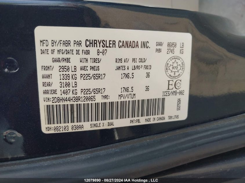 2D8HN44H38R120065 2008 Dodge Grand Caravan Se