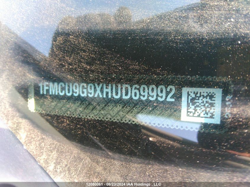 2017 Ford Escape Se VIN: 1FMCU9G9XHUD69992 Lot: 12080061