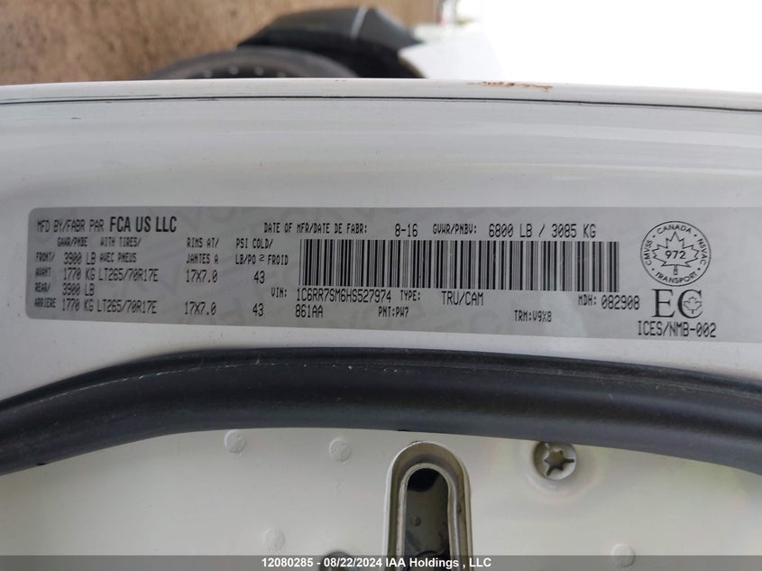 2017 Ram 1500 St VIN: 1C6RR7SM6HS527974 Lot: 12080285