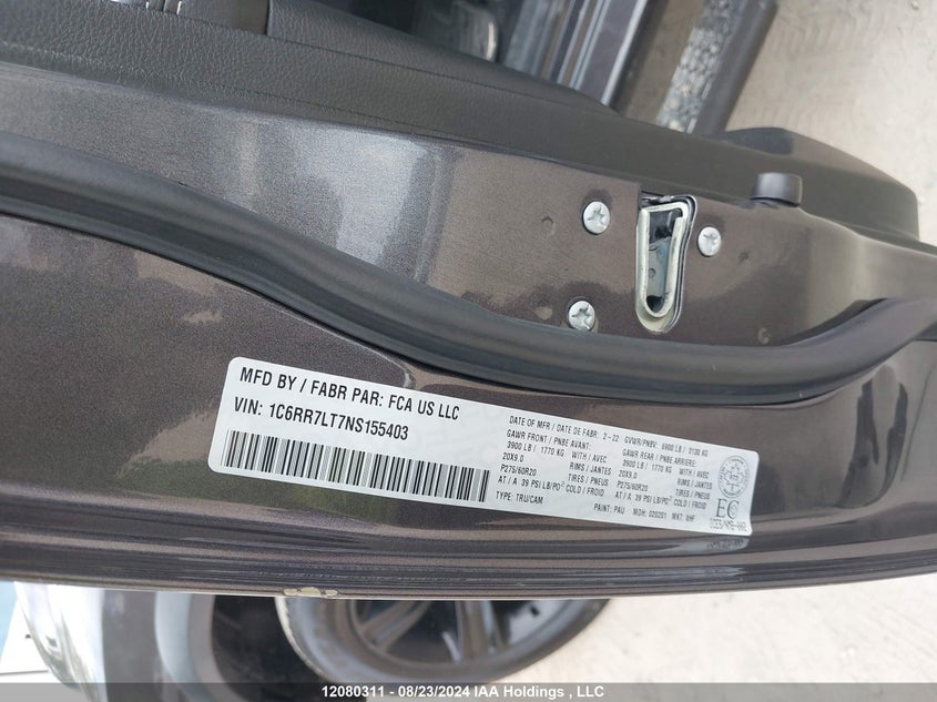 2022 Ram 1500 Classic Slt VIN: 1C6RR7LT7NS155403 Lot: 12080311