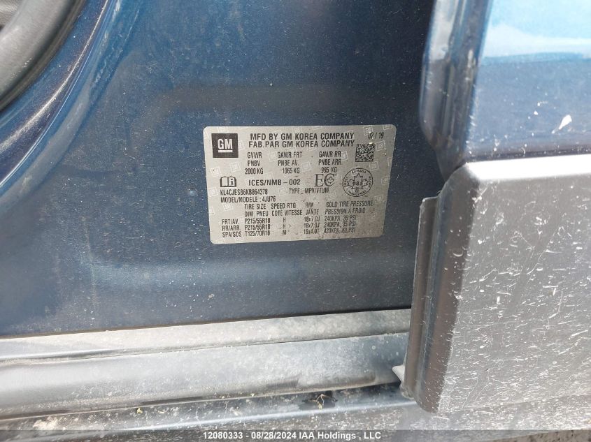 2019 Buick Encore VIN: KL4CJESB6KB864378 Lot: 12080333