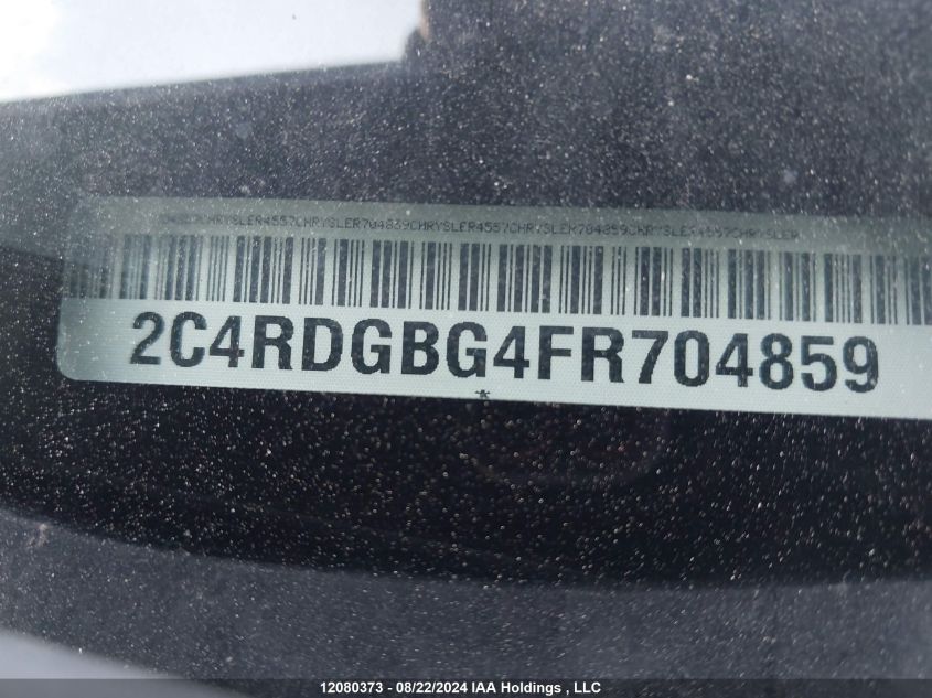 2015 Dodge Grand Caravan Se/Sxt VIN: 2C4RDGBG4FR704859 Lot: 12080373