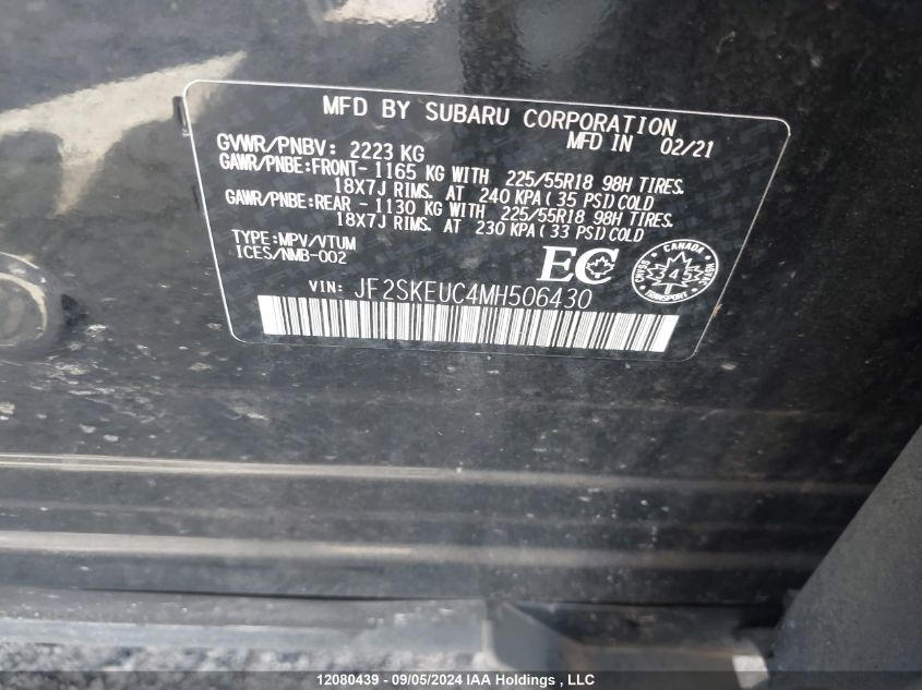 2021 Subaru Forester VIN: JF2SKEUC4MH506430 Lot: 12080439