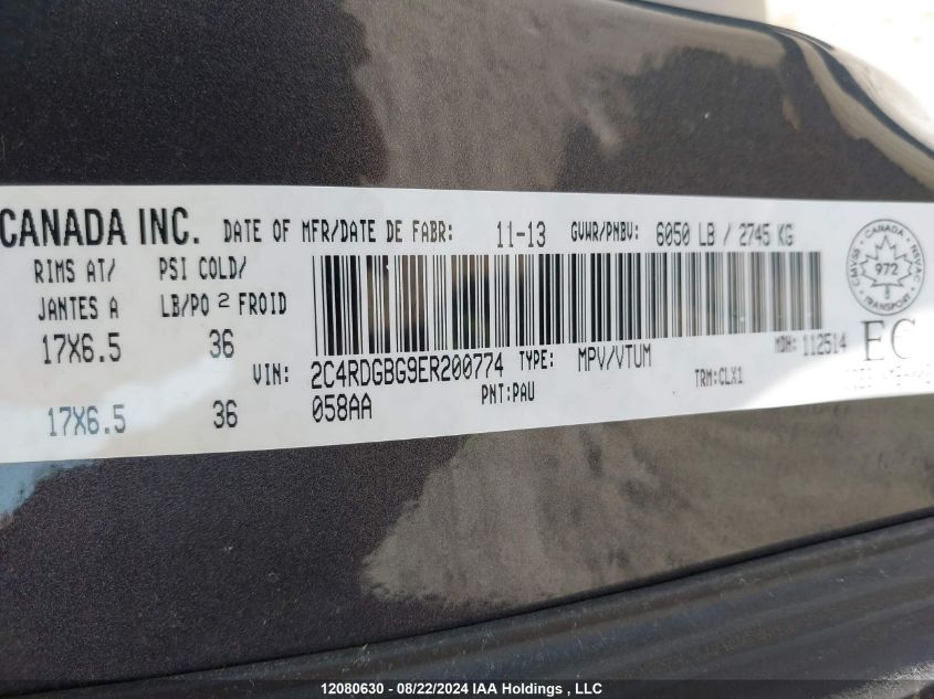 2014 Dodge Grand Caravan Se VIN: 2C4RDGBG9ER200774 Lot: 12080630