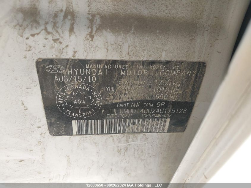 2010 Hyundai Elantra L VIN: KMHDT4BD2AU175128 Lot: 12080650