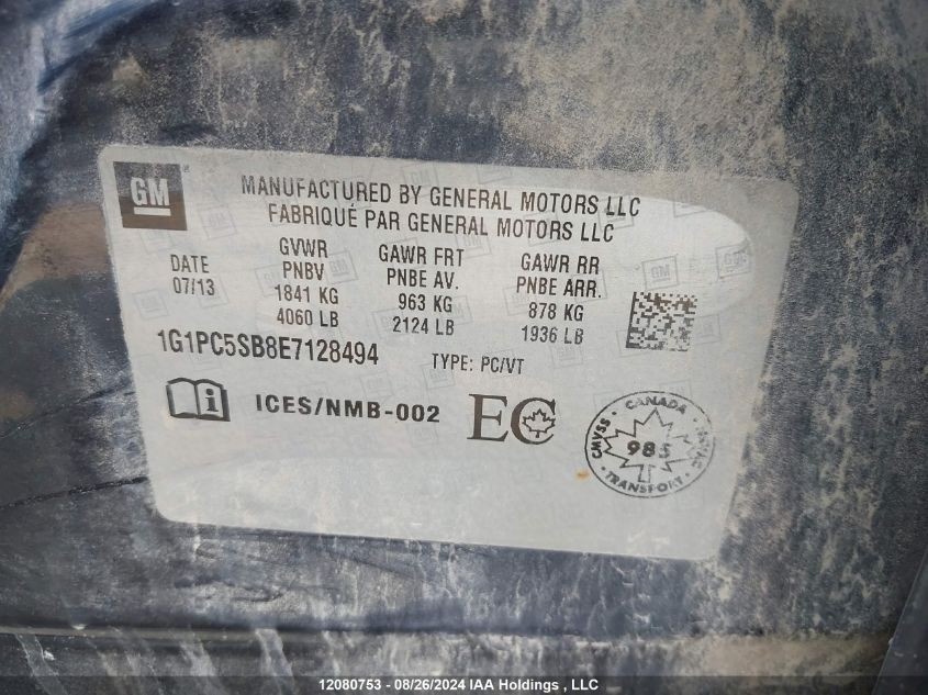 2014 Chevrolet Cruze VIN: 1G1PC5SB8E7128494 Lot: 12080753