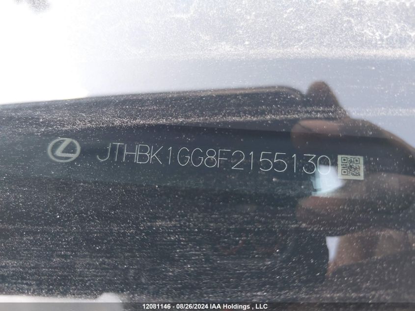 JTHBK1GG8F2155130 2015 Lexus Es 350 350