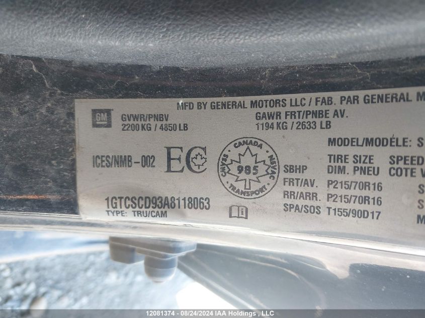 1GTCSCD93A8118063 2010 GMC Canyon