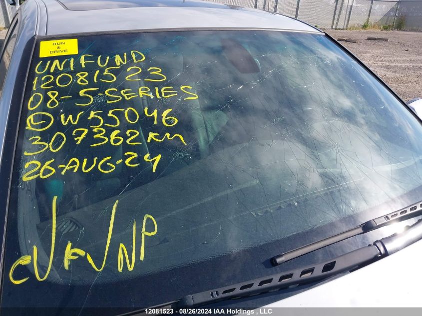 2008 BMW 5 Series VIN: WBANV93568CW55046 Lot: 12081523