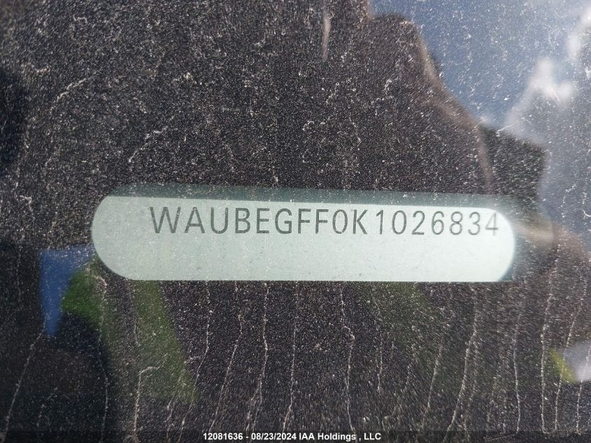 2019 Audi A3 Sedan VIN: WAUBEGFF0K1026834 Lot: 12081636