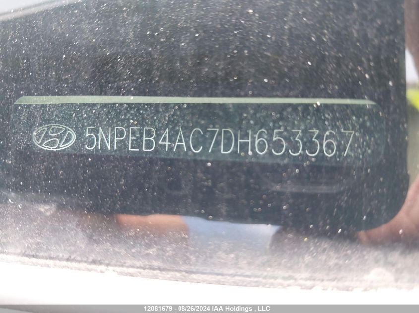 2013 Hyundai Sonata VIN: 5NPEB4AC7DH653367 Lot: 12081679