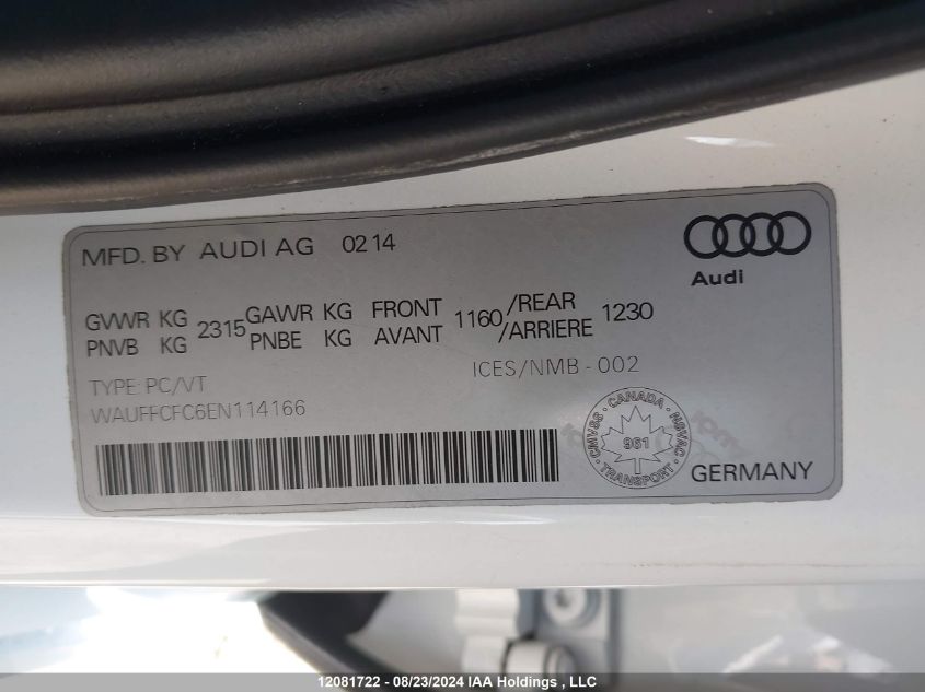 WAUFFCFC6EN114166 2014 Audi A6