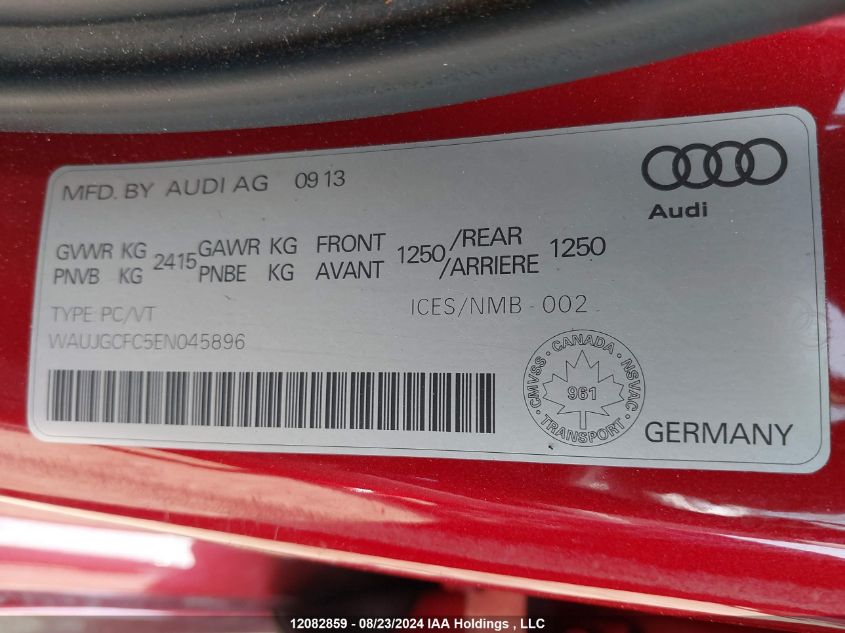 2014 Audi A6 VIN: WAUJGCFC5EN045896 Lot: 12082859