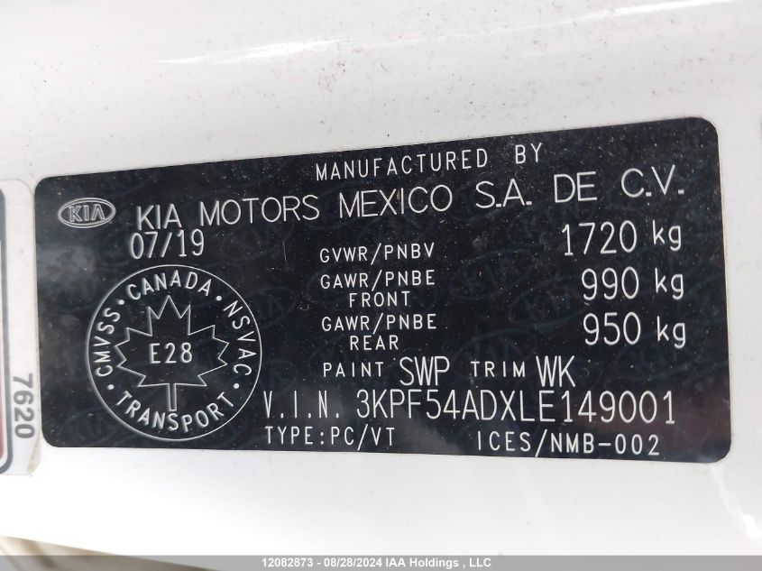 2020 Kia Forte VIN: 3KPF54ADXLE149001 Lot: 12082873