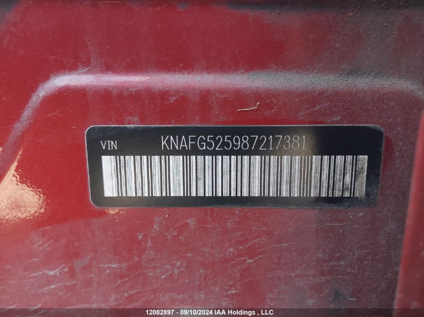 KNAFG525987217381 2008 Kia Rondo Lx/Ex