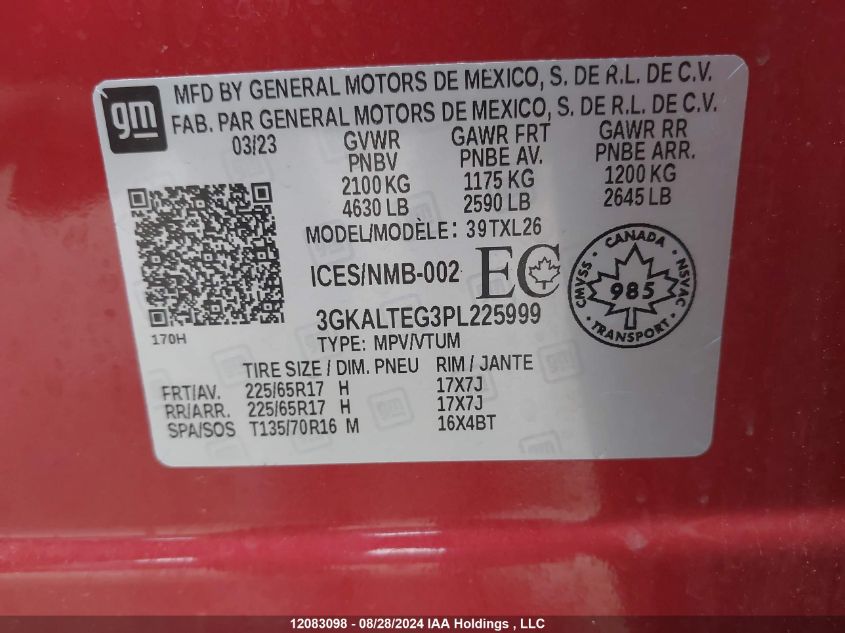 2023 GMC Terrain VIN: 3GKALTEG3PL225999 Lot: 12083098