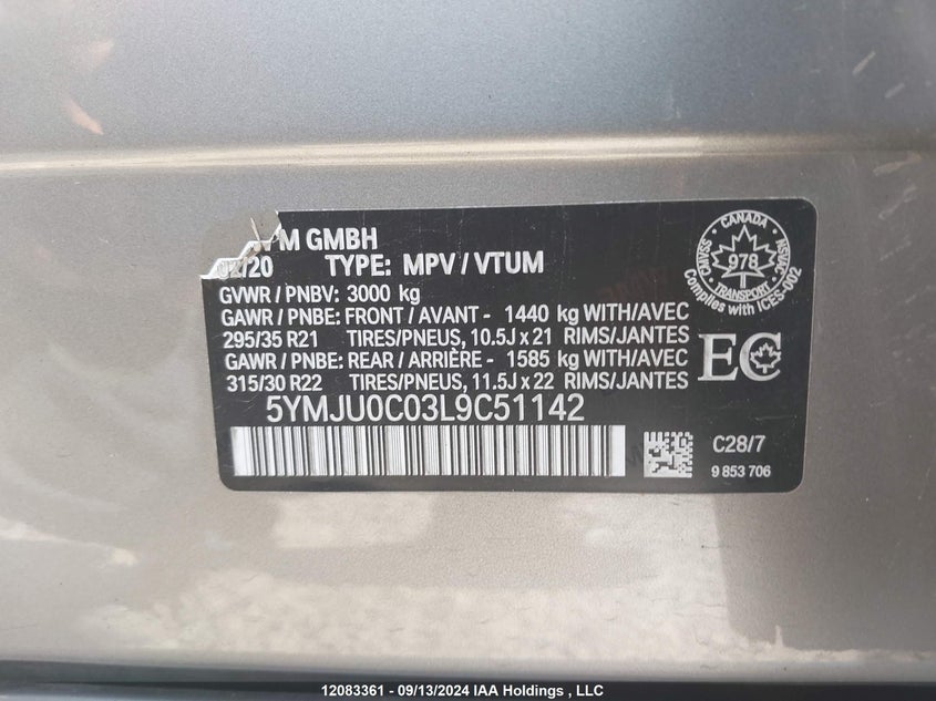 5YMJU0C03L9C51142 2020 BMW X5 M photo no. 9