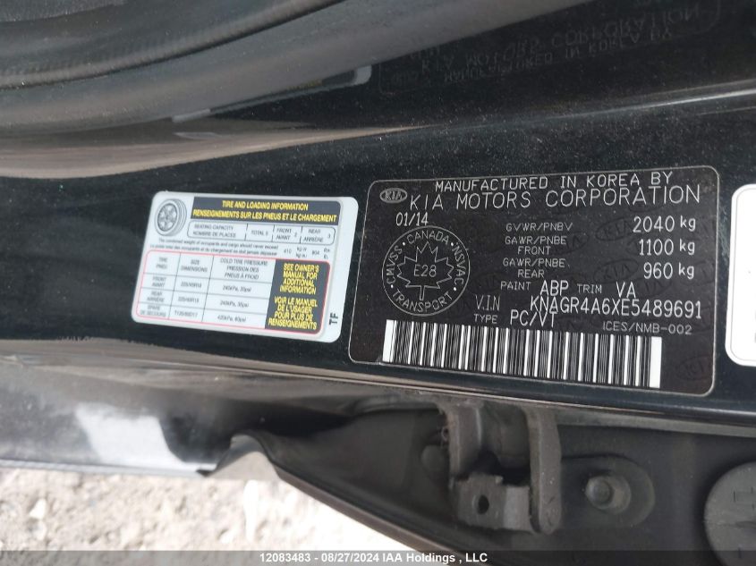 2014 Kia Optima VIN: KNAGR4A6XE5489691 Lot: 12083483