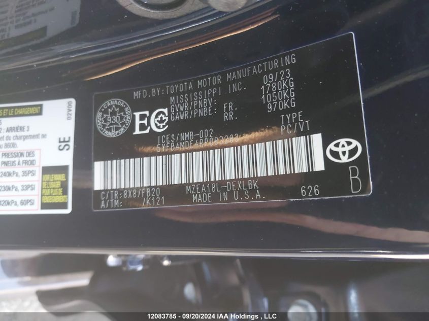 5YFB4MDE4RP083283 2024 Toyota Corolla Le