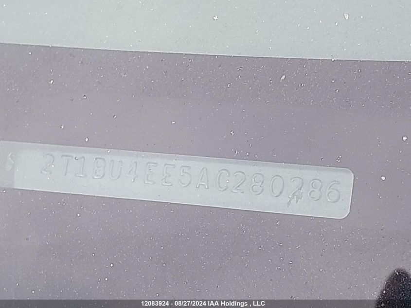 2010 Toyota Corolla S/Le/Xle VIN: 2T1BU4EE5AC280286 Lot: 12083924