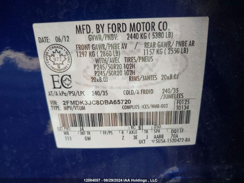 2FMDK3JC8DBA65720 2013 Ford Edge Sel