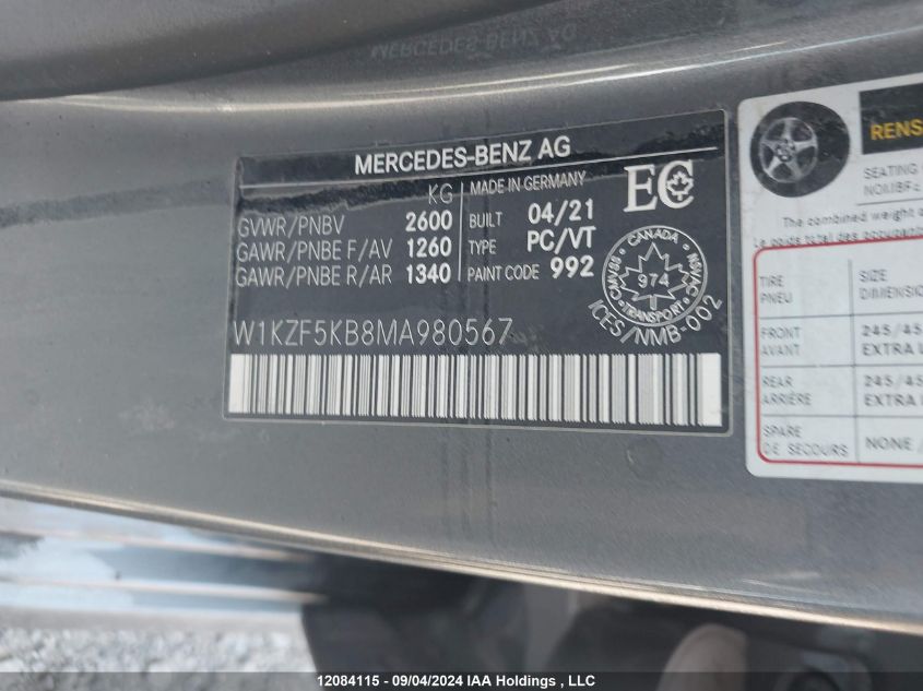 W1KZF5KB8MA980567 2021 Mercedes-Benz E-Class