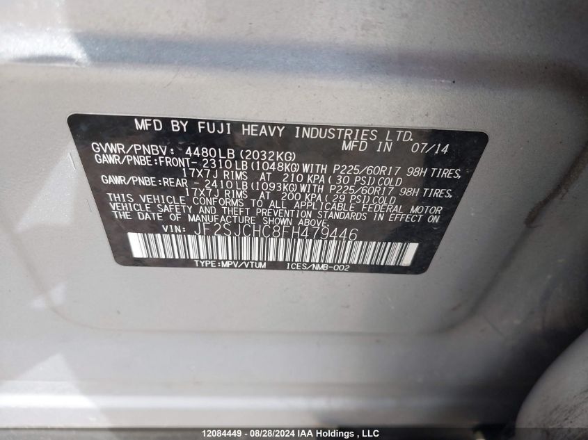 2015 Subaru Forester VIN: JF2SJCHC8FH479446 Lot: 12084449