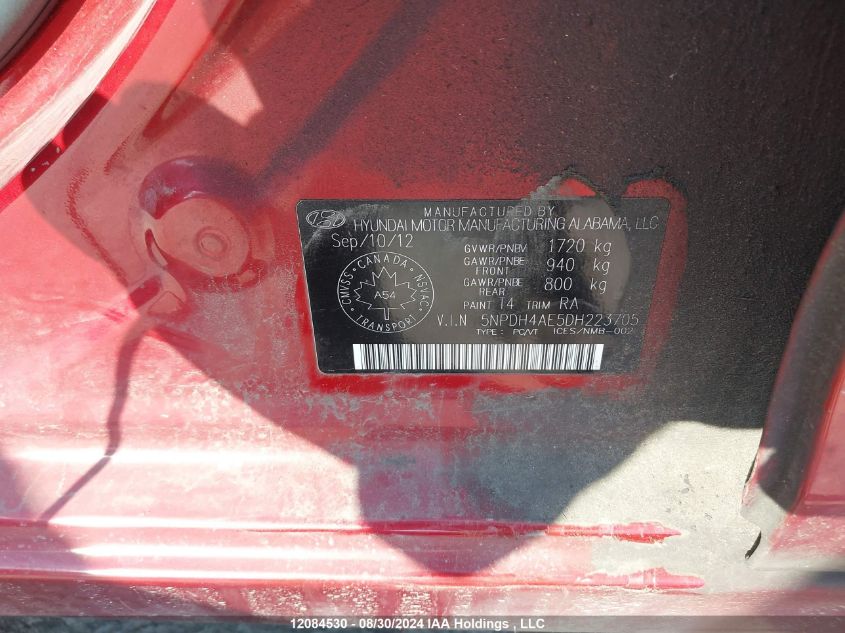 2013 Hyundai Elantra Gl VIN: 5NPDH4AE5DH223705 Lot: 12084530