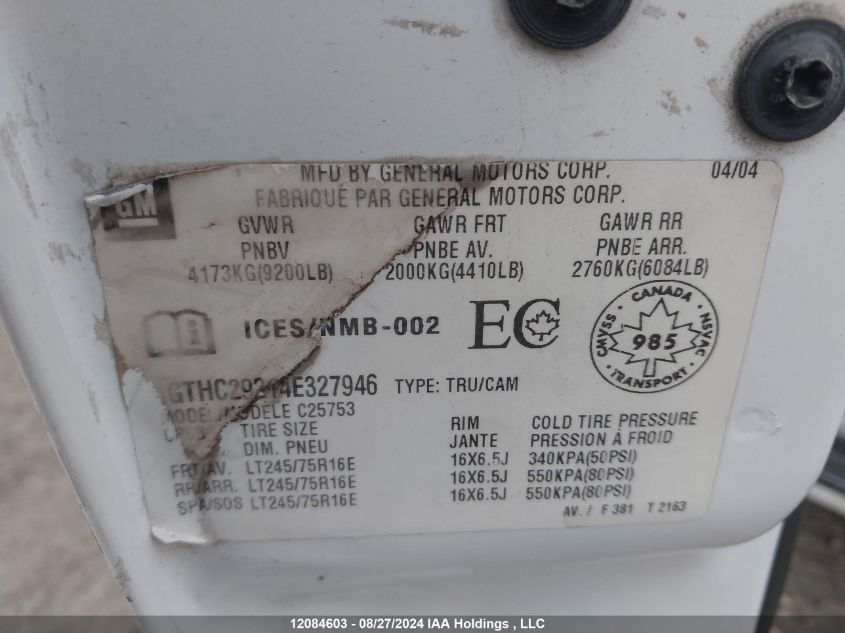 2004 GMC Sierra 2500Hd VIN: 1GTHC29214E327946 Lot: 12084603