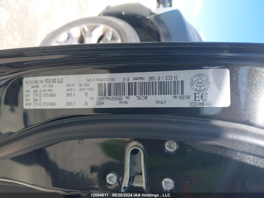 2018 Ram 1500 Longhorn VIN: 1C6RR7PM4JS246626 Lot: 12084817